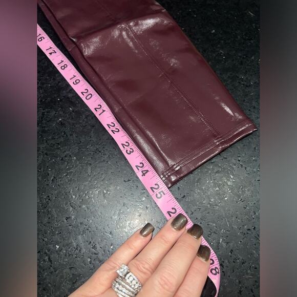 NEW SPANX LIQUID LEATHER PULL ON PANTS RUBY RED TIGHT LEGGINGS PANTS SZ XS - Picture 7 of 7